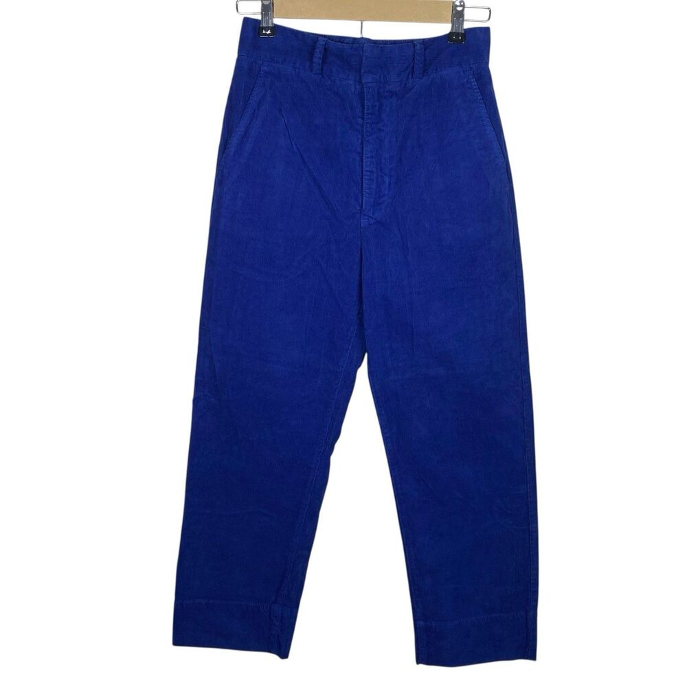 AG Adriano Goldschmied Elvie Corduroy Pants Womens 27 Blue High Rise Crop NEW